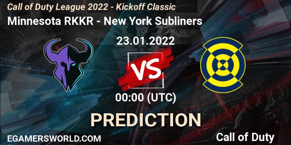 Minnesota RØKKR vs New York Subliners: Match Prediction. 23.01.2022 at 00:00, Call of Duty, Call of Duty League 2022 - Kickoff Classic