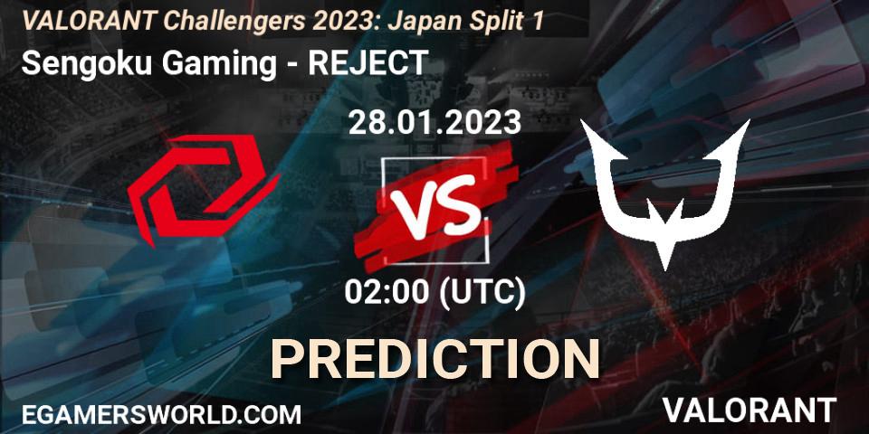 Sengoku Gaming vs REJECT: Match Prediction. 28.01.2023 at 02:00, VALORANT, VALORANT Challengers 2023: Japan Split 1