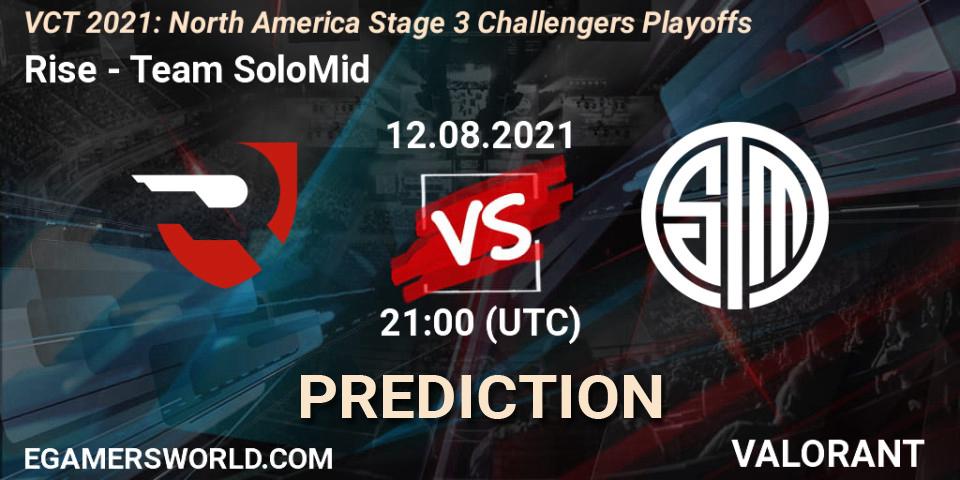 Rise vs Team SoloMid: Match Prediction. 12.08.2021 at 21:00, VALORANT, VCT 2021: North America Stage 3 Challengers Playoffs