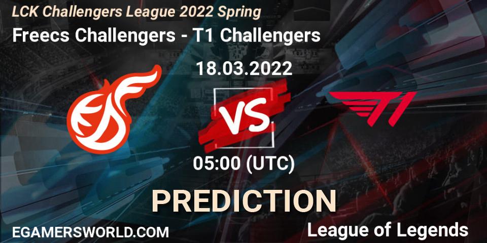 Freecs Challengers vs T1 Challengers: Match Prediction. 18.03.2022 at 05:00, LoL, LCK Challengers League 2022 Spring