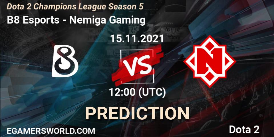 B8 Esports vs Nemiga Gaming: Match Prediction. 15.11.2021 at 12:12, Dota 2, Dota 2 Champions League 2021 Season 5