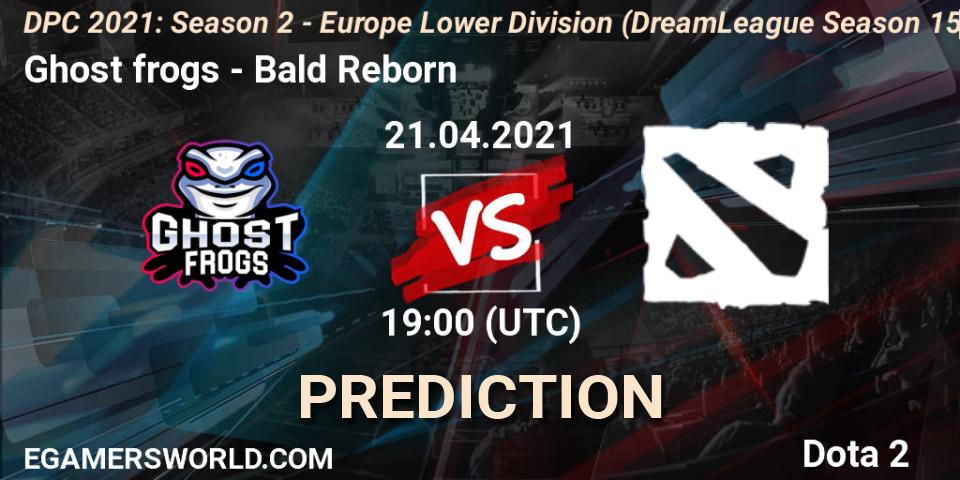 Ghost frogs vs Bald Reborn: Match Prediction. 21.04.2021 at 19:30, Dota 2, DPC 2021: Season 2 - Europe Lower Division (DreamLeague Season 15)