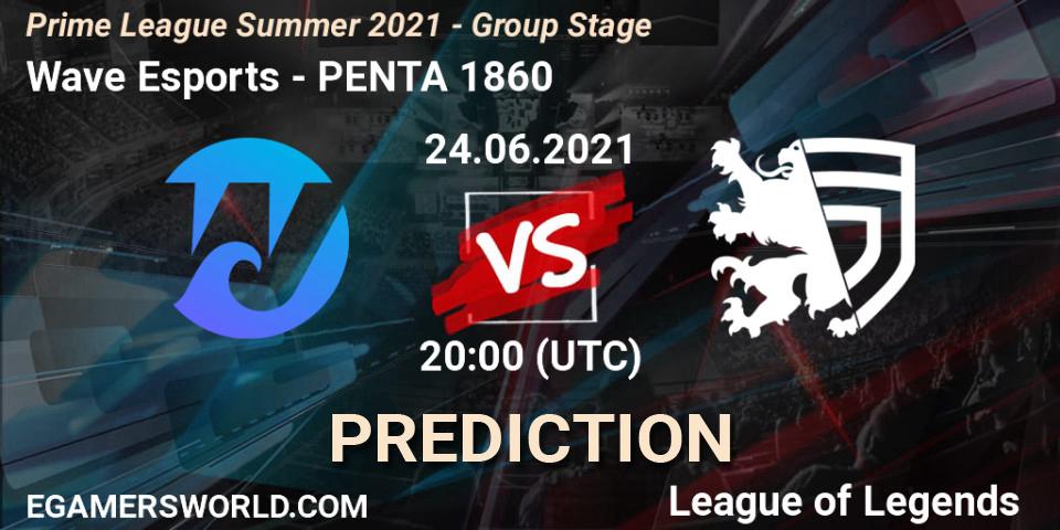Wave Esports vs PENTA 1860: Match Prediction. 24.06.2021 at 20:00, LoL, Prime League Summer 2021 - Group Stage