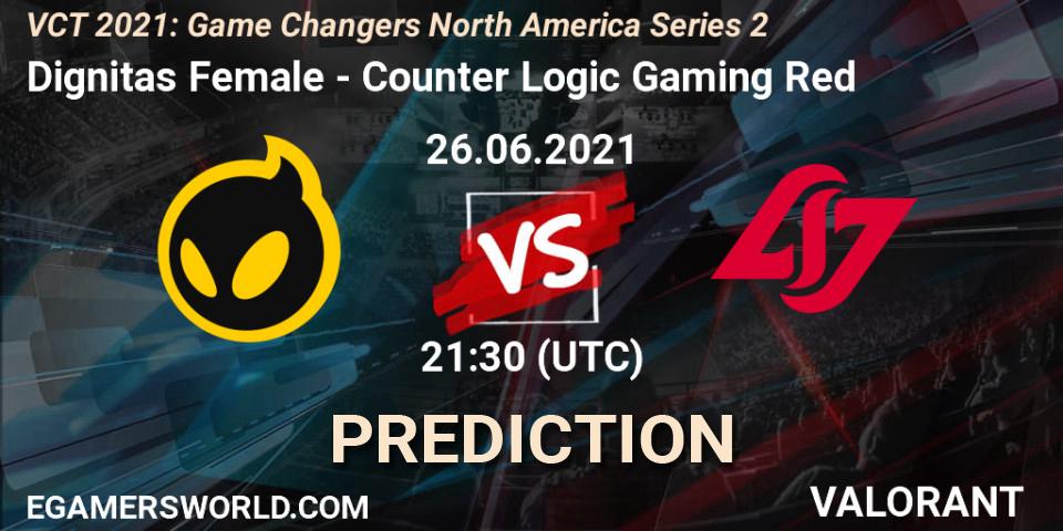 Dignitas Female vs Counter Logic Gaming Red: Match Prediction. 26.06.2021 at 21:00, VALORANT, VCT 2021: Game Changers North America Series 2