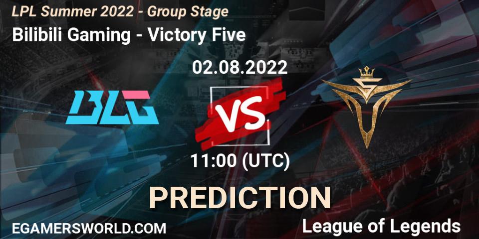 Bilibili Gaming vs Victory Five: Match Prediction. 02.08.2022 at 11:30, LoL, LPL Summer 2022 - Group Stage