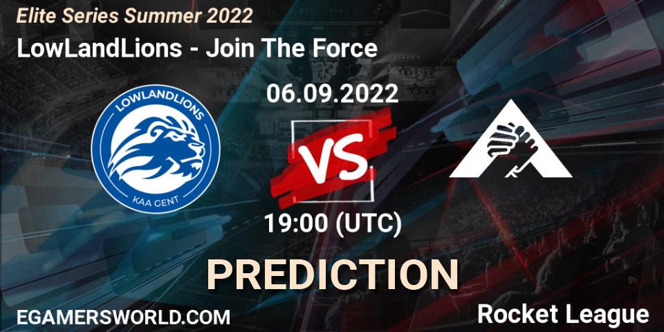 LowLandLions vs Join The Force: Match Prediction. 06.09.2022 at 19:00, Rocket League, Elite Series Summer 2022