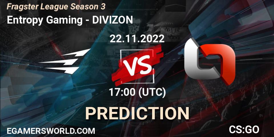 Entropy Gaming vs DIVIZON: Match Prediction. 01.12.22, CS2 (CS:GO), Fragster League Season 3