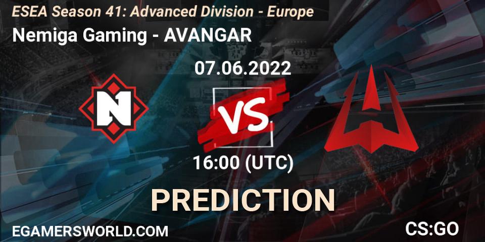 Nemiga Gaming vs AVANGAR: Match Prediction. 07.06.2022 at 16:00, Counter-Strike (CS2), ESEA Season 41: Advanced Division - Europe