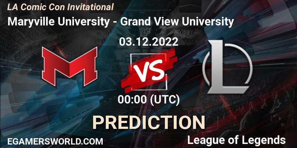 Maryville University vs Grand View University: Match Prediction. 03.12.22, LoL, LA Comic Con Invitational