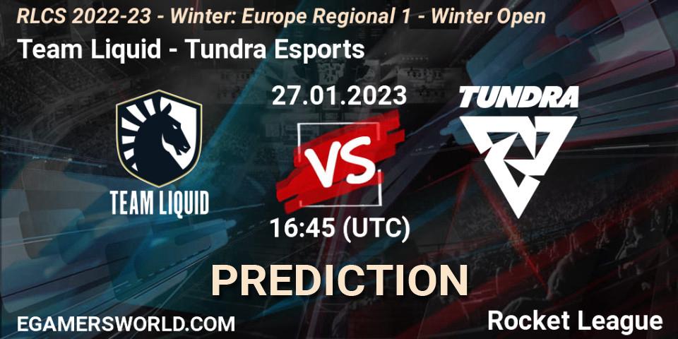 Team Liquid vs Tundra Esports: Match Prediction. 27.01.2023 at 16:45, Rocket League, RLCS 2022-23 - Winter: Europe Regional 1 - Winter Open