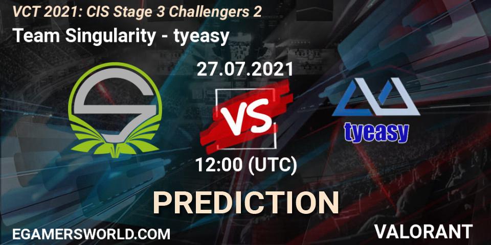 Team Singularity vs tyeasy: Match Prediction. 27.07.2021 at 12:00, VALORANT, VCT 2021: CIS Stage 3 Challengers 2
