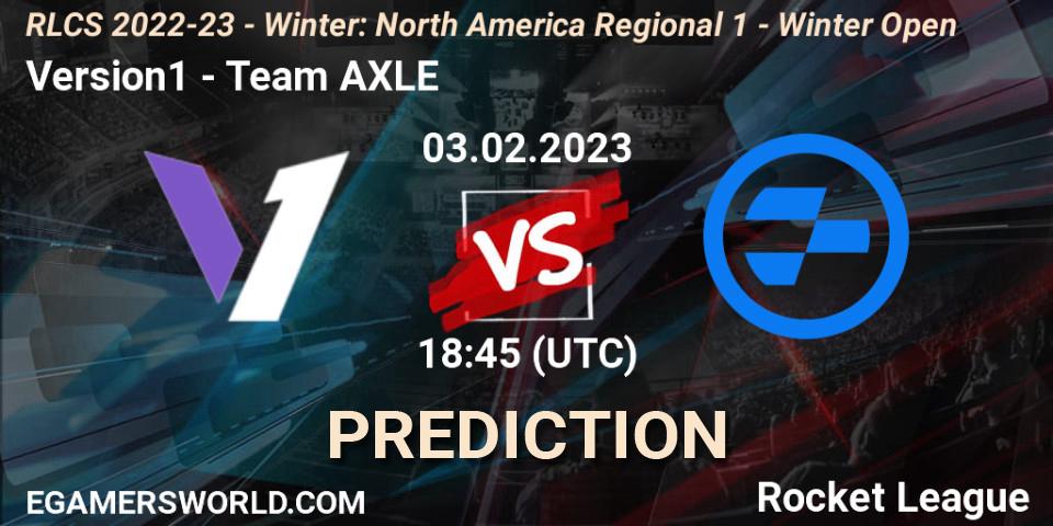 Version1 vs Team AXLE: Match Prediction. 03.02.2023 at 18:45, Rocket League, RLCS 2022-23 - Winter: North America Regional 1 - Winter Open