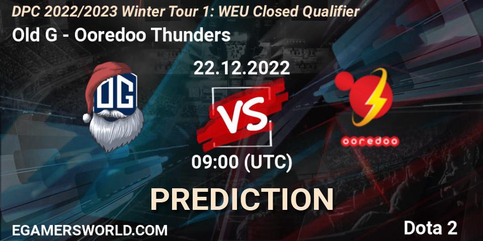 Old G vs Ooredoo Thunders: Match Prediction. 22.12.2022 at 08:59, Dota 2, DPC 2022/2023 Winter Tour 1: WEU Closed Qualifier