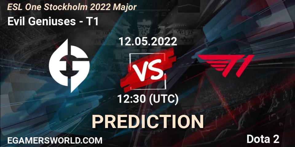 Evil Geniuses vs T1: Match Prediction. 12.05.2022 at 12:54, Dota 2, ESL One Stockholm 2022 Major