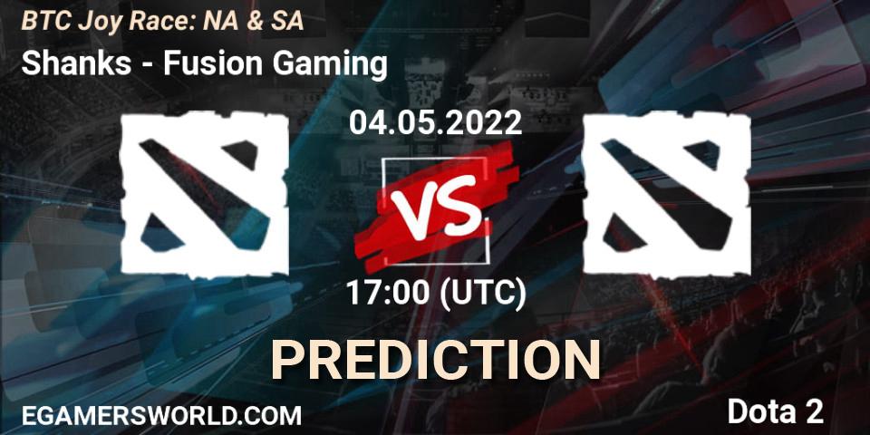 Shanks vs Fusion Gaming: Match Prediction. 04.05.2022 at 17:31, Dota 2, BTC Joy Race: NA & SA