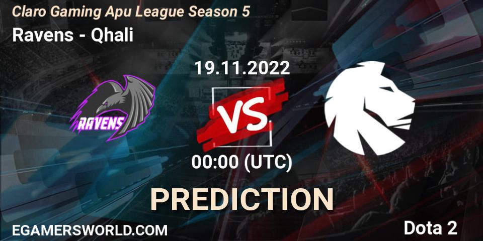 Ravens vs Qhali: Match Prediction. 18.11.22, Dota 2, Claro Gaming Apu League Season 5