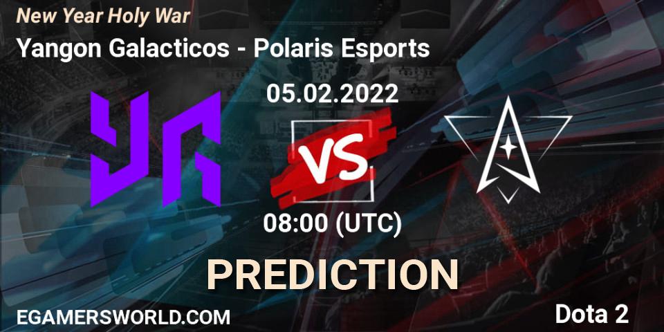 Yangon Galacticos vs Polaris Esports: Match Prediction. 05.02.2022 at 08:33, Dota 2, New Year Holy War