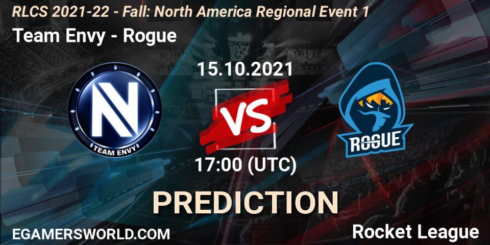 Team Envy vs Rogue: Match Prediction. 15.10.2021 at 17:00, Rocket League, RLCS 2021-22 - Fall: North America Regional Event 1