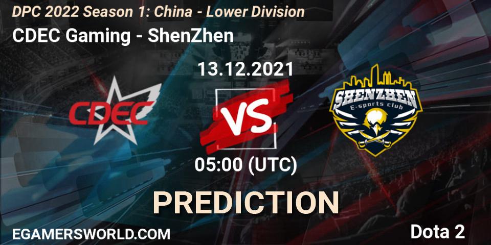 CDEC Gaming vs ShenZhen: Match Prediction. 13.12.2021 at 05:00, Dota 2, DPC 2022 Season 1: China - Lower Division