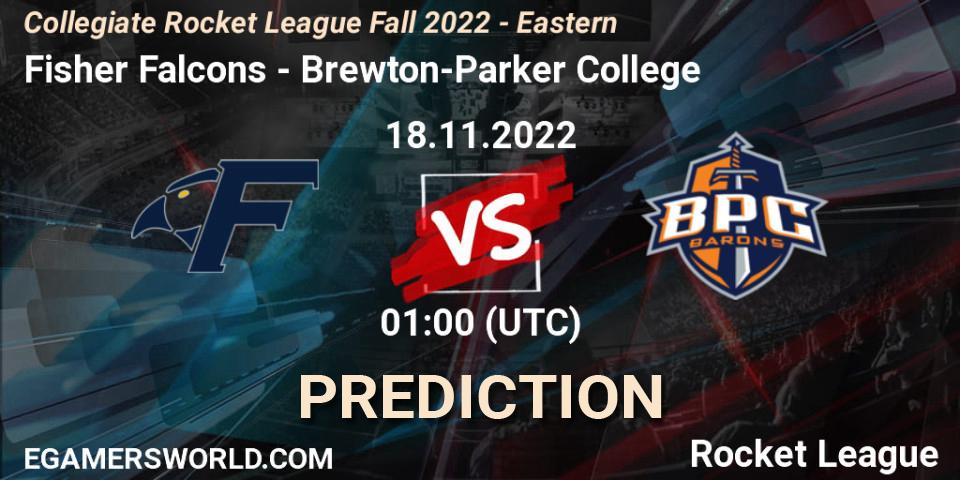 Fisher Falcons vs Brewton-Parker College: Match Prediction. 18.11.2022 at 01:00, Rocket League, Collegiate Rocket League Fall 2022 - Eastern