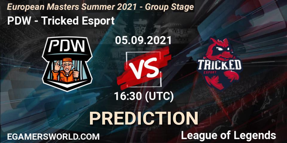PDW vs Tricked Esport: Match Prediction. 05.09.2021 at 16:30, LoL, European Masters Summer 2021 - Group Stage