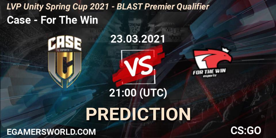 Case vs For The Win: Match Prediction. 23.03.2021 at 21:00, Counter-Strike (CS2), LVP Unity Cup Spring 2021 - BLAST Premier Qualifier