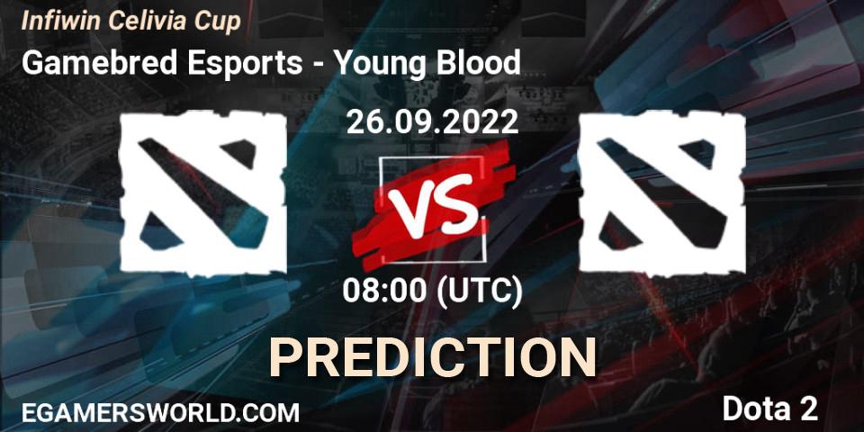 Gamebred Esports vs Young Blood: Match Prediction. 24.09.2022 at 05:29, Dota 2, Infiwin Celivia Cup 