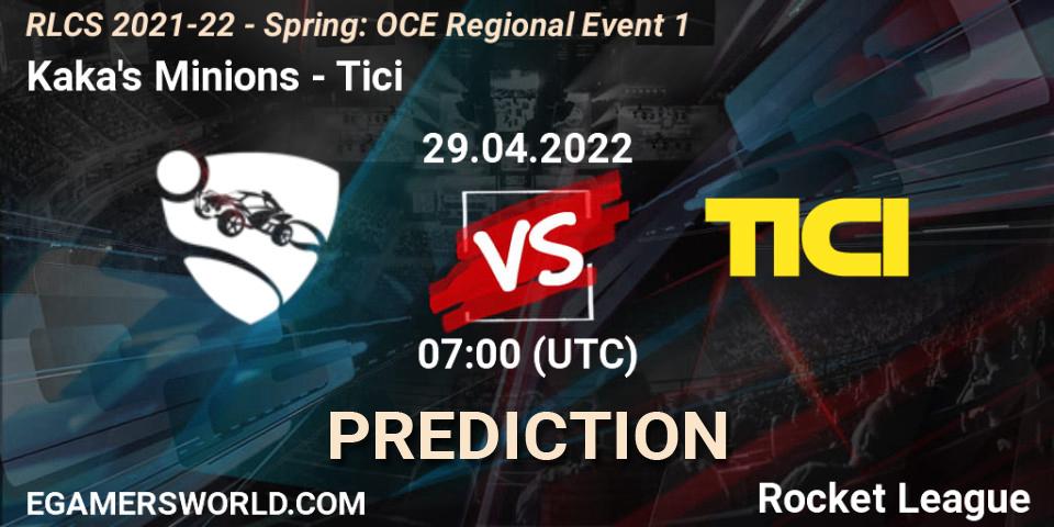 Kaka's Minions vs Tici: Match Prediction. 29.04.2022 at 07:00, Rocket League, RLCS 2021-22 - Spring: OCE Regional Event 1