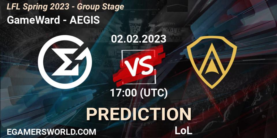 GameWard vs AEGIS: Match Prediction. 02.02.2023 at 17:00, LoL, LFL Spring 2023 - Group Stage