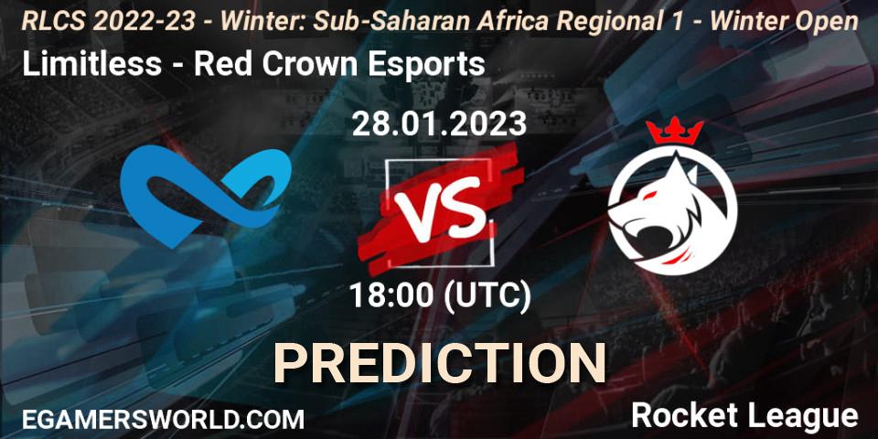 Limitless vs Red Crown Esports: Match Prediction. 28.01.23, Rocket League, RLCS 2022-23 - Winter: Sub-Saharan Africa Regional 1 - Winter Open