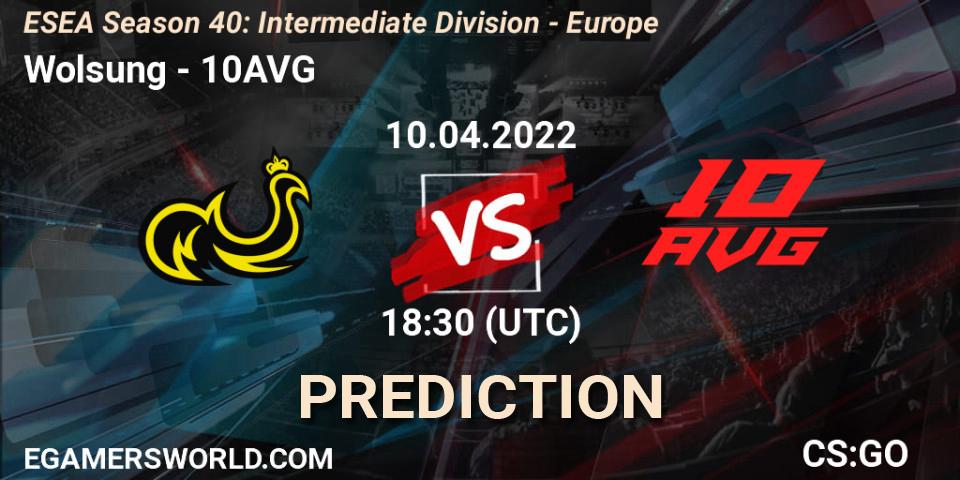 Wolsung vs 10AVG: Match Prediction. 10.04.2022 at 18:30, Counter-Strike (CS2), ESEA Season 40: Intermediate Division - Europe