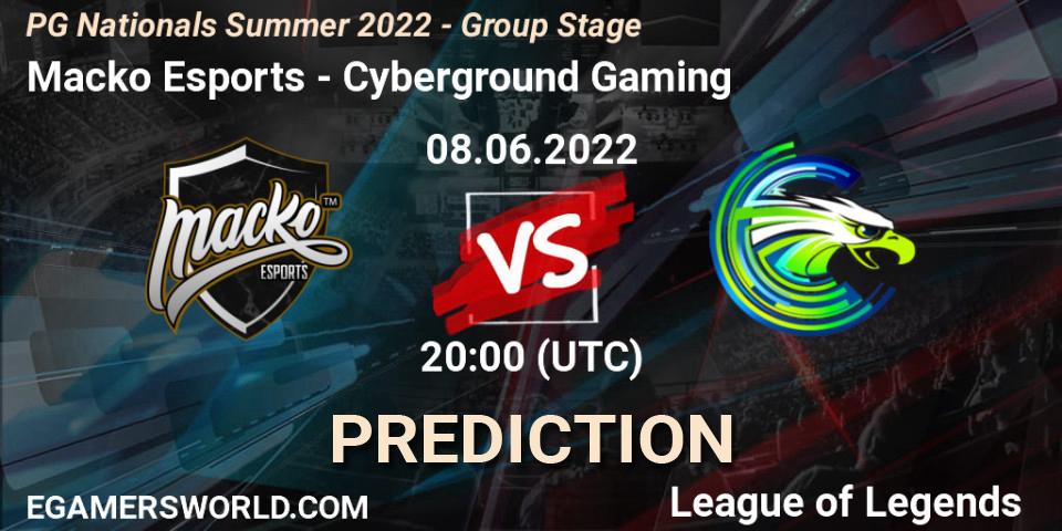 Macko Esports vs Cyberground Gaming: Match Prediction. 08.06.2022 at 20:00, LoL, PG Nationals Summer 2022 - Group Stage