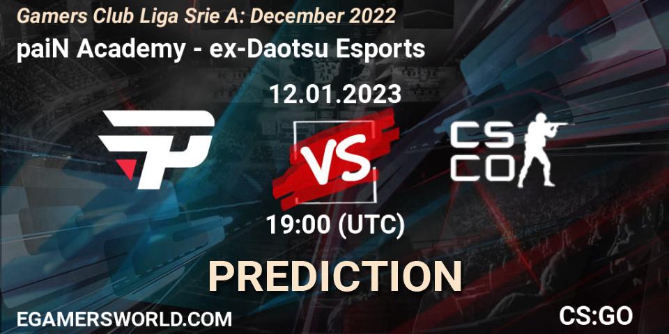paiN Academy vs ex-Daotsu Esports: Match Prediction. 12.01.2023 at 19:00, Counter-Strike (CS2), Gamers Club Liga Série A: December 2022
