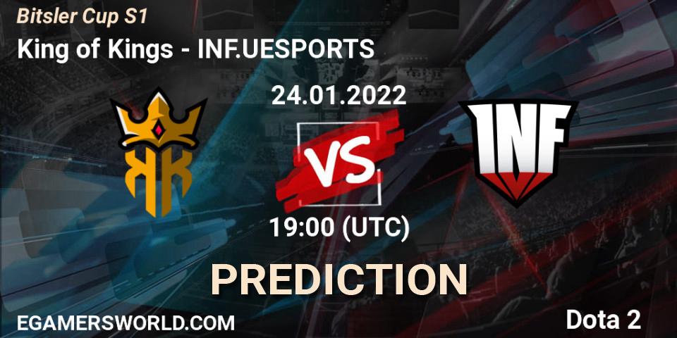 King of Kings vs INF.UESPORTS: Match Prediction. 24.01.2022 at 19:12, Dota 2, Bitsler Cup S1