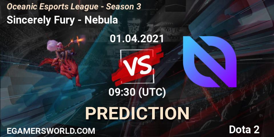 Sincerely Fury vs Nebula: Match Prediction. 01.04.2021 at 09:48, Dota 2, Oceanic Esports League - Season 3