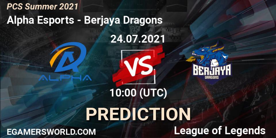 Alpha Esports vs Berjaya Dragons: Match Prediction. 24.07.2021 at 10:00, LoL, PCS Summer 2021