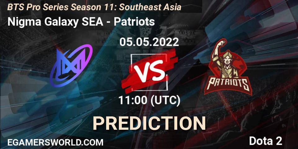 Nigma Galaxy SEA vs Patriots: Match Prediction. 06.05.2022 at 09:00, Dota 2, BTS Pro Series Season 11: Southeast Asia