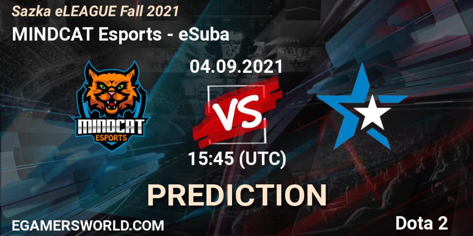 MINDCAT Esports vs eSuba: Match Prediction. 04.09.2021 at 15:50, Dota 2, Sazka eLEAGUE Fall 2021