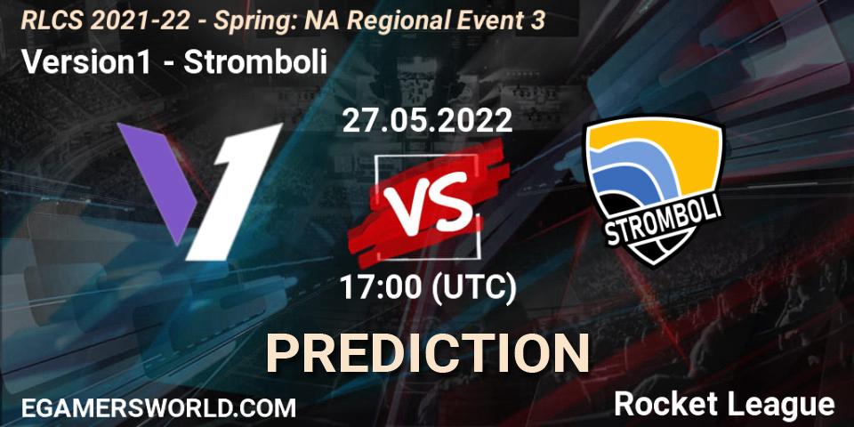 Version1 vs Stromboli: Match Prediction. 27.05.2022 at 17:00, Rocket League, RLCS 2021-22 - Spring: NA Regional Event 3
