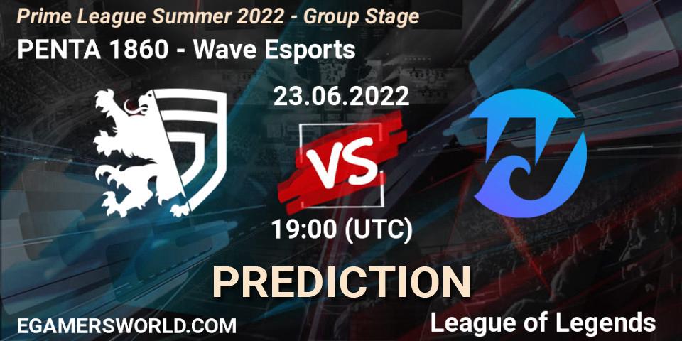 PENTA 1860 vs Wave Esports: Match Prediction. 23.06.2022 at 19:10, LoL, Prime League Summer 2022 - Group Stage