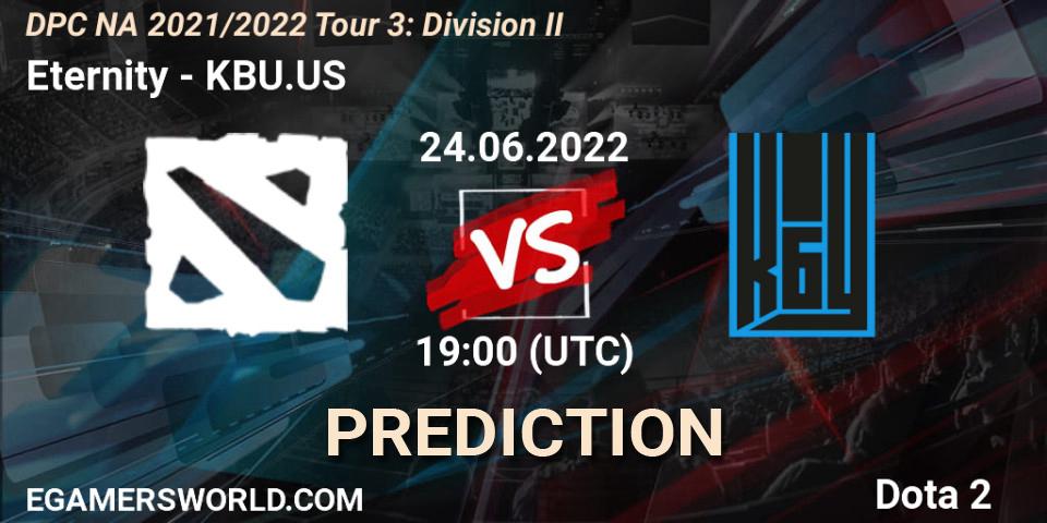 Eternity vs KBU.US: Match Prediction. 24.06.2022 at 18:56, Dota 2, DPC NA 2021/2022 Tour 3: Division II