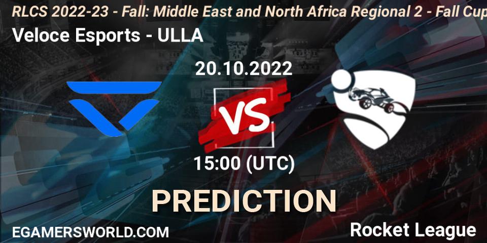 Veloce Esports vs ULLA: Match Prediction. 20.10.22, Rocket League, RLCS 2022-23 - Fall: Middle East and North Africa Regional 2 - Fall Cup