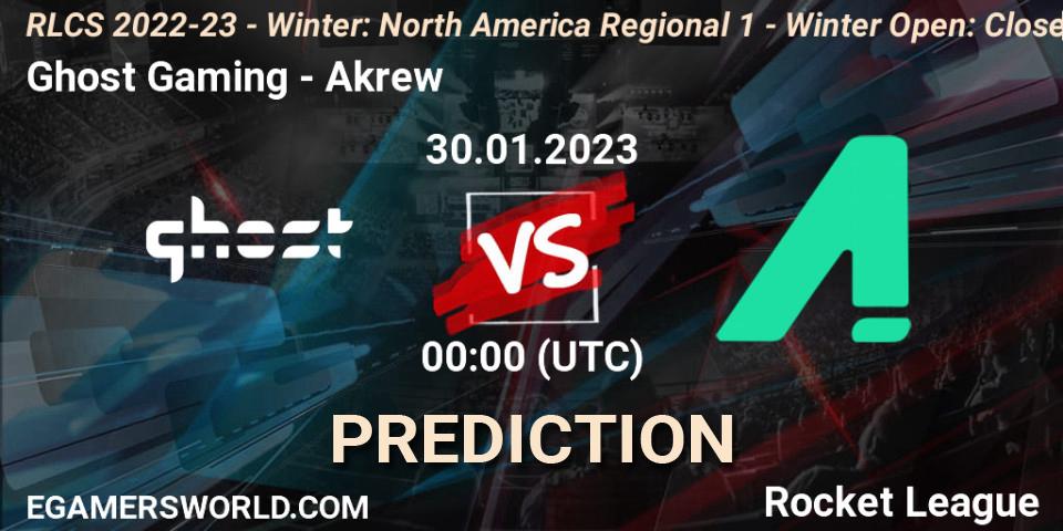 Ghost Gaming vs Akrew: Match Prediction. 30.01.23, Rocket League, RLCS 2022-23 - Winter: North America Regional 1 - Winter Open: Closed Qualifier