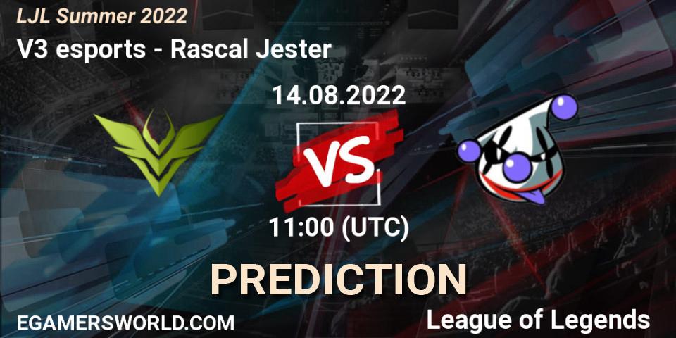 V3 esports vs Rascal Jester: Match Prediction. 14.08.22, LoL, LJL Summer 2022