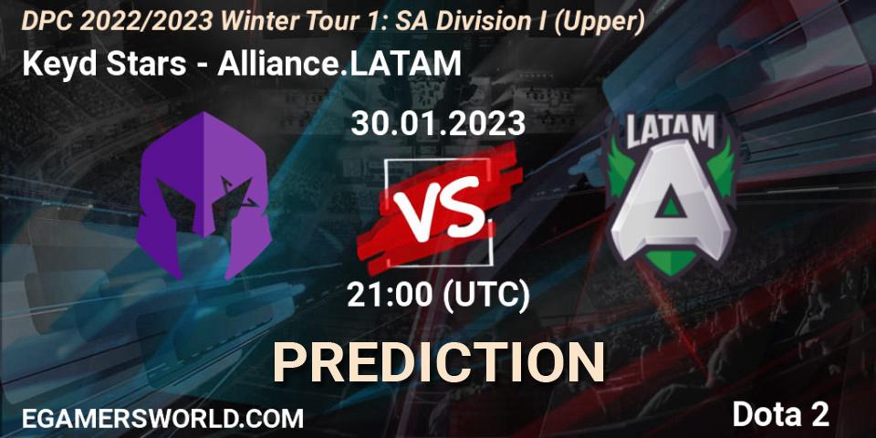Keyd Stars vs Alliance.LATAM: Match Prediction. 30.01.23, Dota 2, DPC 2022/2023 Winter Tour 1: SA Division I (Upper) 