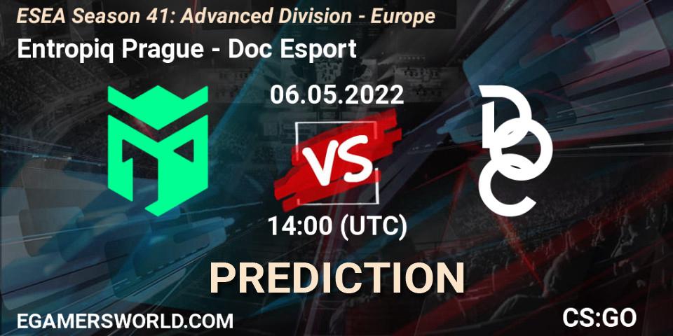 Entropiq Prague vs Doc Esport: Match Prediction. 06.05.2022 at 14:00, Counter-Strike (CS2), ESEA Season 41: Advanced Division - Europe