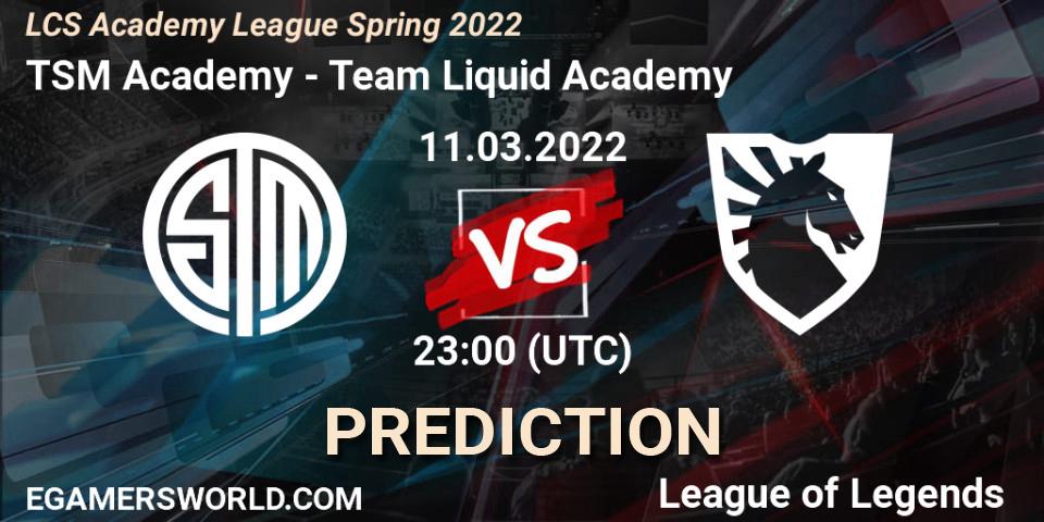 TSM Academy vs Team Liquid Academy: Match Prediction. 11.03.2022 at 23:00, LoL, LCS Academy League Spring 2022