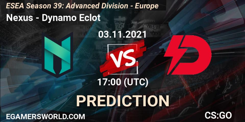 Nexus vs Dynamo Eclot: Match Prediction. 03.11.21, CS2 (CS:GO), ESEA Season 39: Advanced Division - Europe