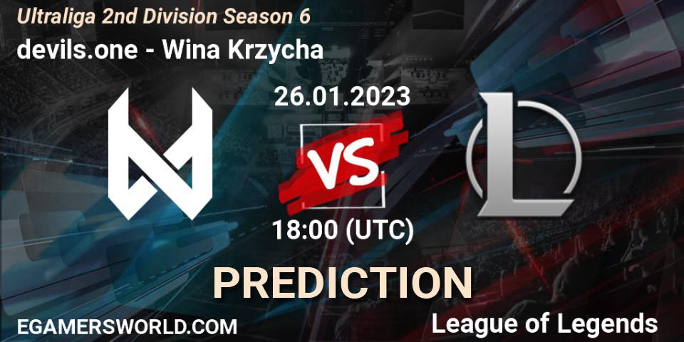 devils.one vs Wina Krzycha: Match Prediction. 26.01.2023 at 18:00, LoL, Ultraliga 2nd Division Season 6
