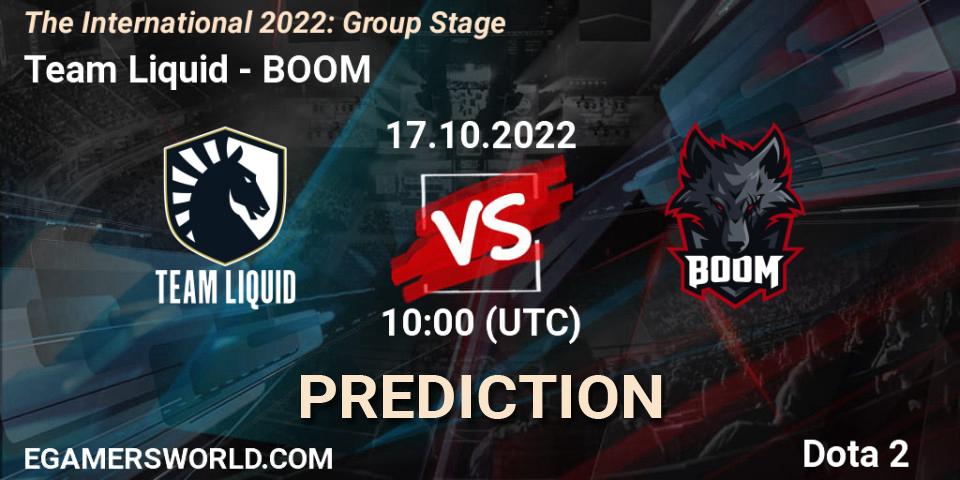 Team Liquid vs BOOM: Match Prediction. 17.10.2022 at 13:35, Dota 2, The International 2022: Group Stage